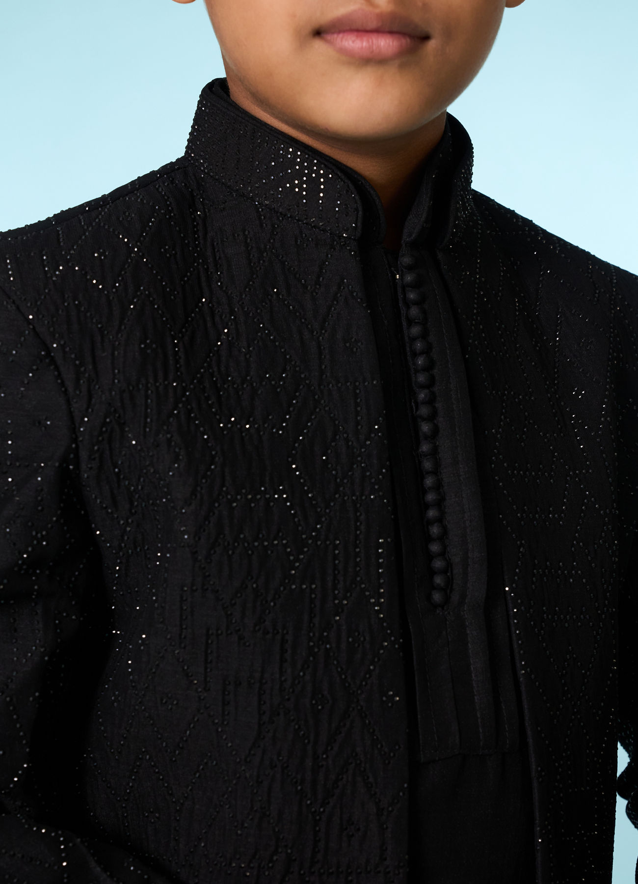Manyavar Boys Black Elegance Indo Western