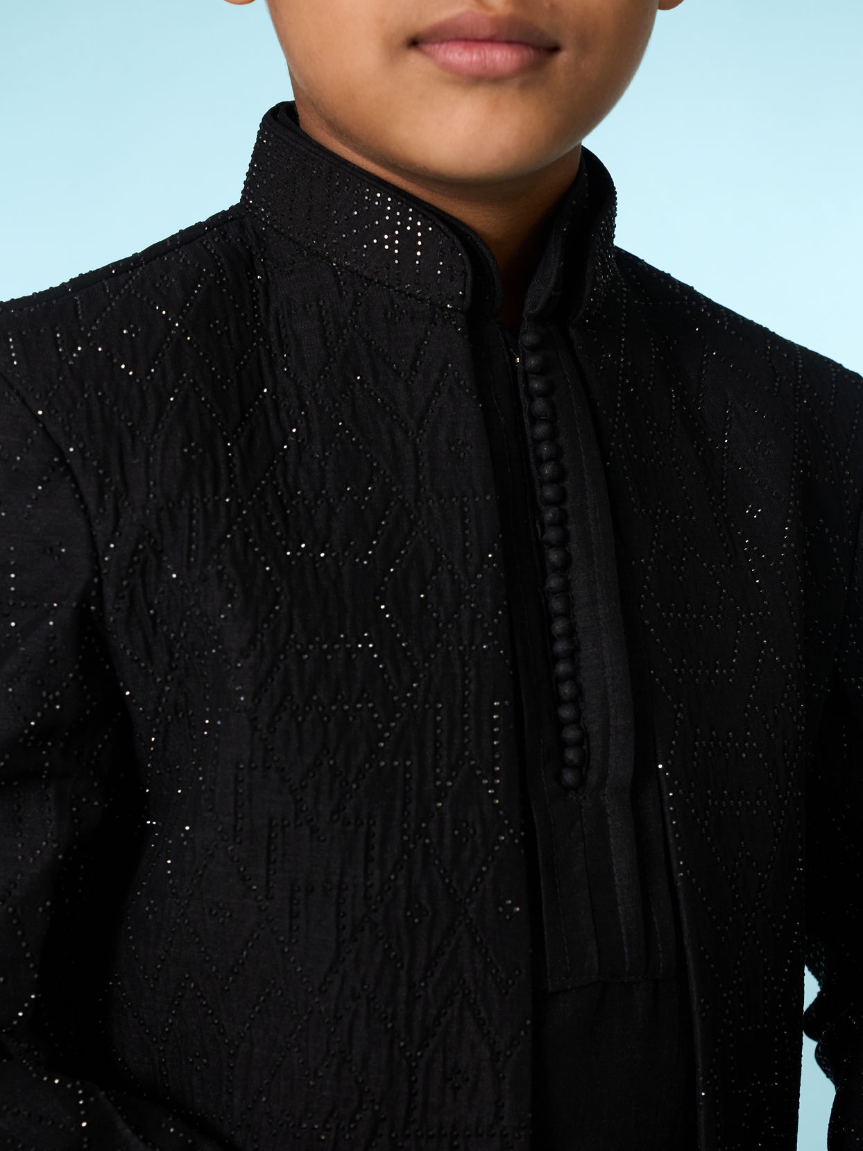 Manyavar Boys Black Elegance Indo Western
