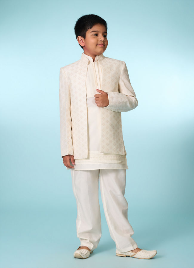 Manyavar Boys Cream Indo Western Ensemble