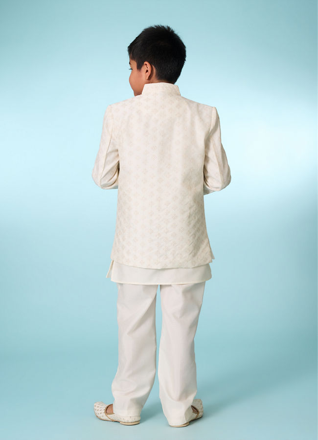 Manyavar Boys Cream Indo Western Ensemble