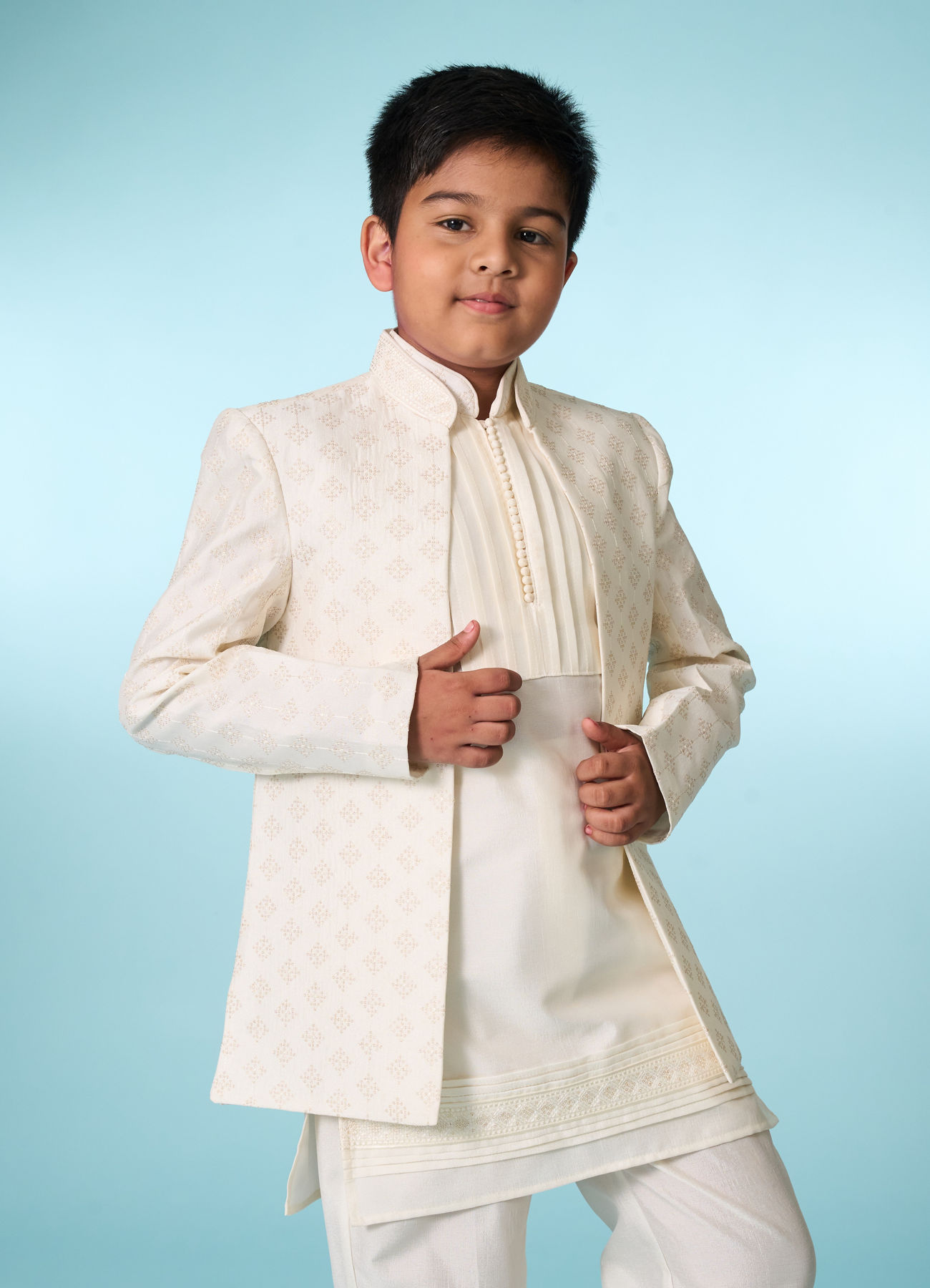 Manyavar Boys Cream Indo Western Ensemble
