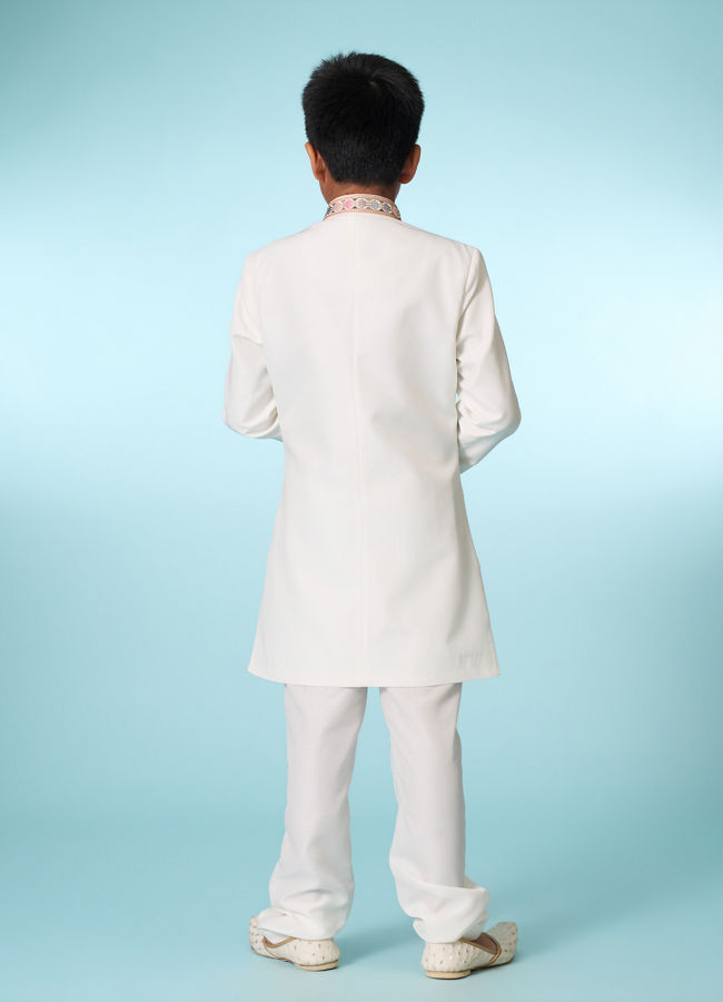 Manyavar Boys Warm White Indo Western Set