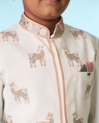 Manyavar Boys Warm White Indo Western Set