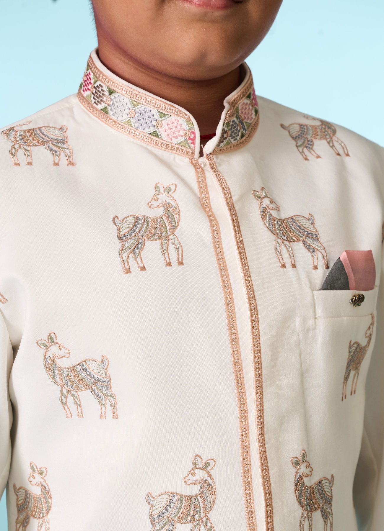 Manyavar Boys Warm White Indo Western Set
