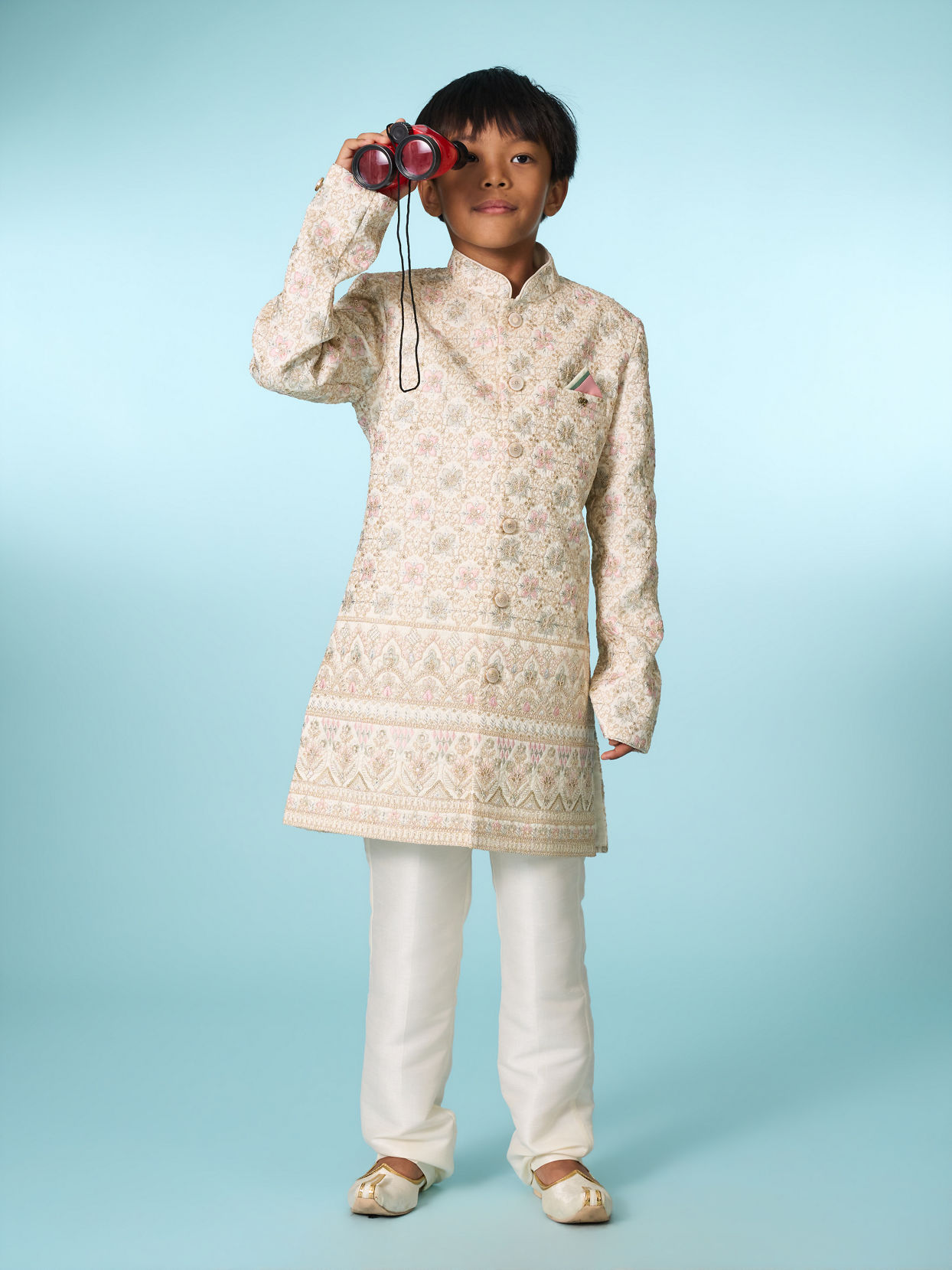 Manyavar Boys Cream Sophisticated Charm Indo Western