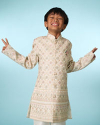 Manyavar Boys Cream Sophisticated Charm Indo Western