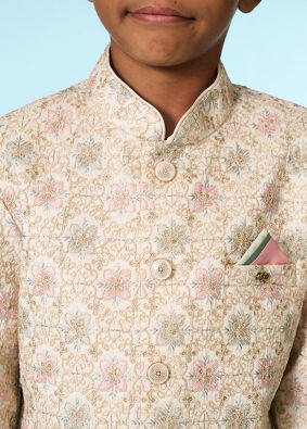 Manyavar Boys Cream Sophisticated Charm Indo Western