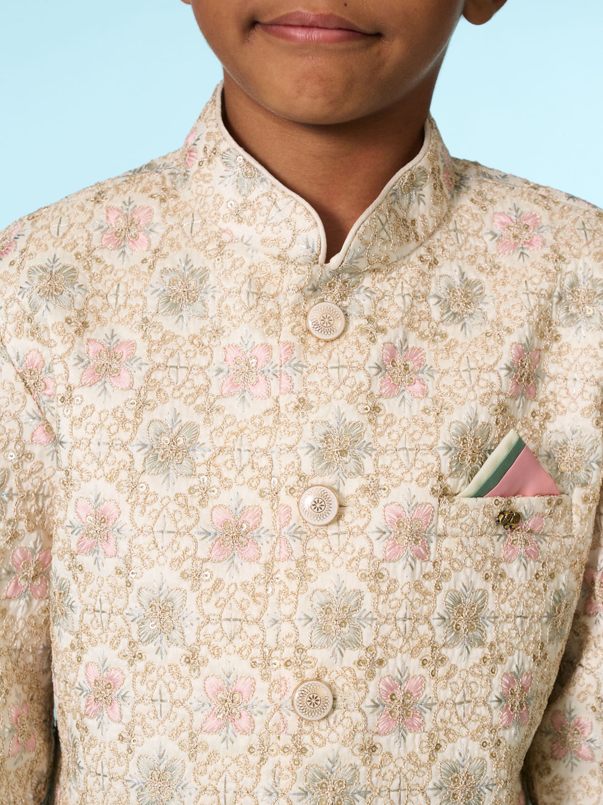 Manyavar Boys Cream Sophisticated Charm Indo Western