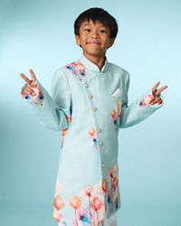 Manyavar Boys Aqua Green Indo Western