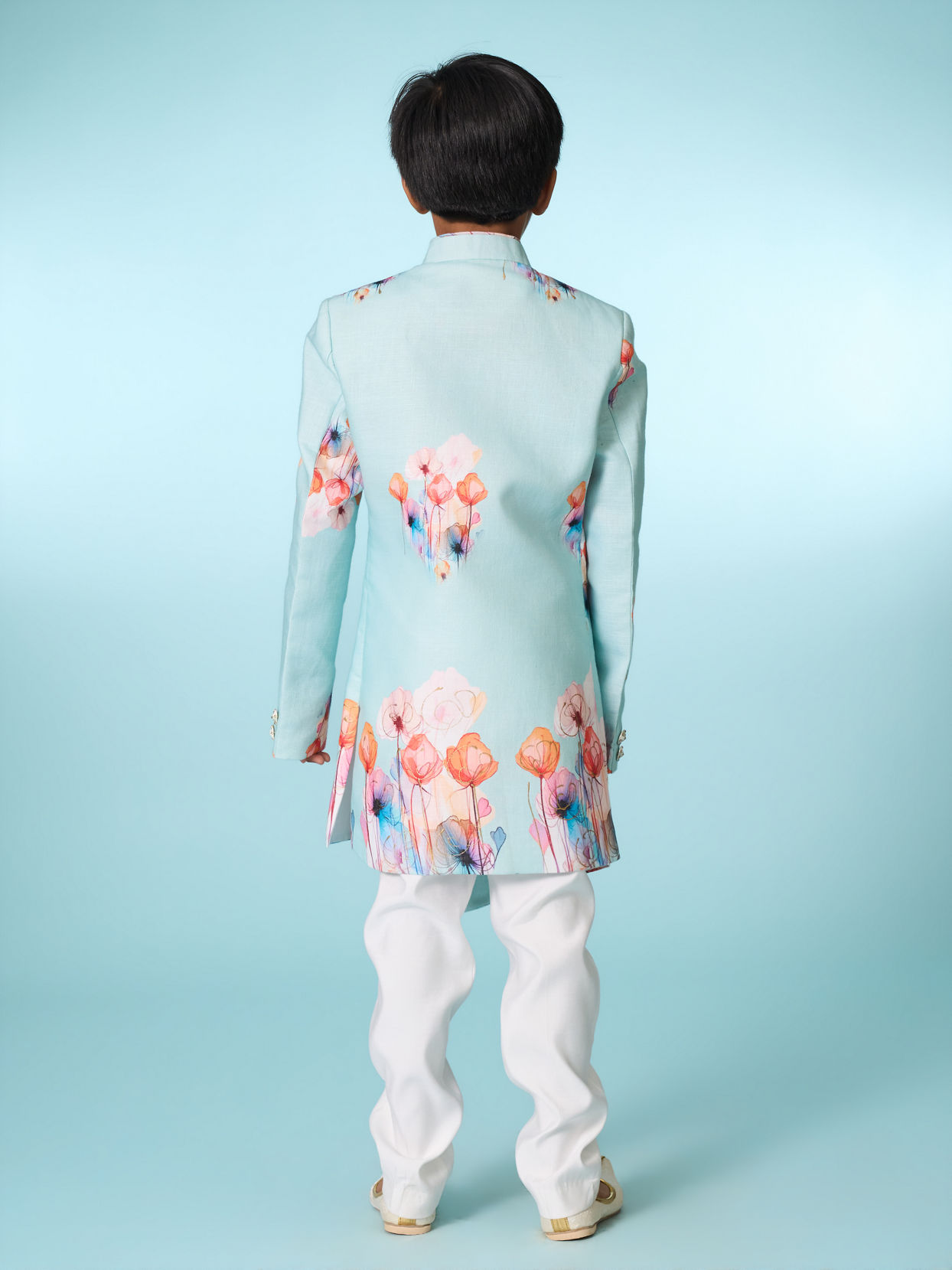 Manyavar Boys Aqua Green Indo Western