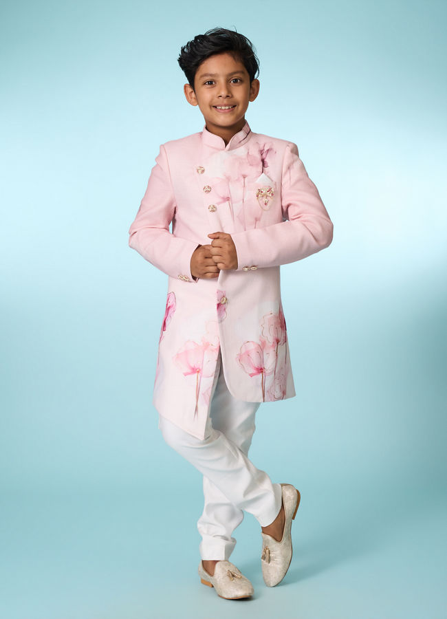 Manyavar Boys Splendid Pink Indo Western