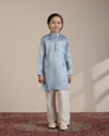 Manyavar Boys Boys Light Blue Diamond Patterned Angrakha Style Jacket Set image number 2