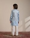 Manyavar Boys Boys Light Blue Diamond Patterned Angrakha Style Jacket Set