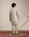 Manyavar Boys Boys Pistachio Floral and Diamond Patterned Jacket Set