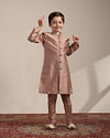 Manyavar Boys Boys Rose Gold Pintuck Detailed Jacket Set
