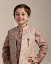 Manyavar Boys Boys Rose Gold Pintuck Detailed Jacket Set