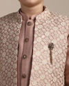 Manyavar Boys Boys Rose Gold Pintuck Detailed Jacket Set