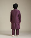 Manyavar Boys Boys Damson Purple Lattice Patterned Jacket Set with Sequin Work