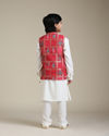 Manyavar Boys Boys Damson Purple Lattice Patterned Jacket Set image number 6