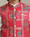 Manyavar Boys Boys Damson Purple Lattice Patterned Jacket Set