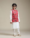 Manyavar Boys Boys Damson Purple Lattice Patterned Jacket Set