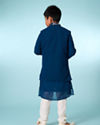 Manyavar Boys Graceful Blue Kurta Jacket Set