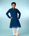 Manyavar Boys Graceful Blue Kurta Jacket Set
