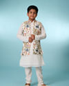 Manyavar Boys Cream Elegance Kurta Jacket Set