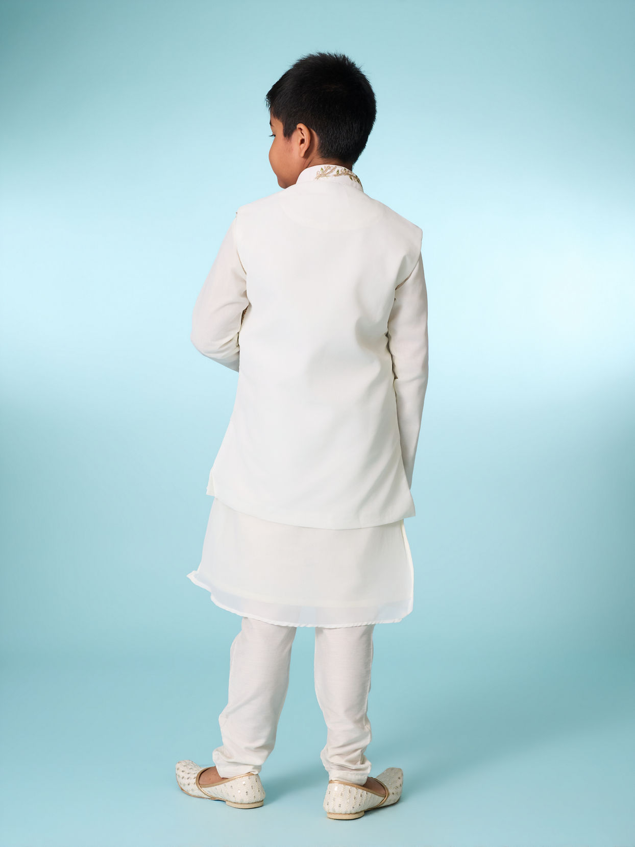 Manyavar Boys Cream Elegance Kurta Jacket Set