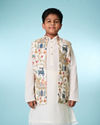 Manyavar Boys Cream Elegance Kurta Jacket Set