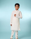 Manyavar Boys Cream Elegance Kurta Jacket Set