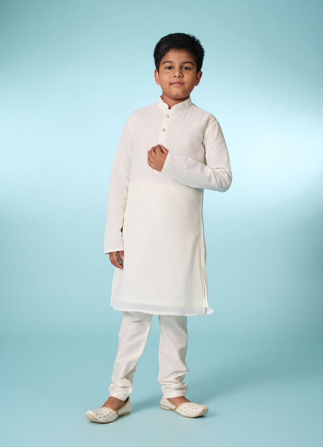 Manyavar Boys Cream Elegance Kurta Jacket Set