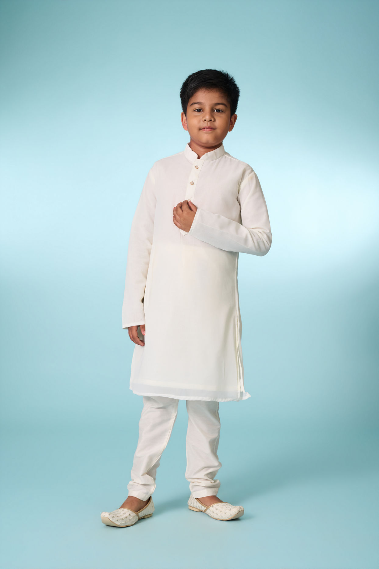 Manyavar Boys Cream Elegance Kurta Jacket Set
