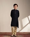 Manyavar Boys Boys Soft Pink Floral and Diamond Patterned Jacket Set