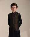 Manyavar Boys Boys Soft Pink Floral and Diamond Patterned Jacket Set