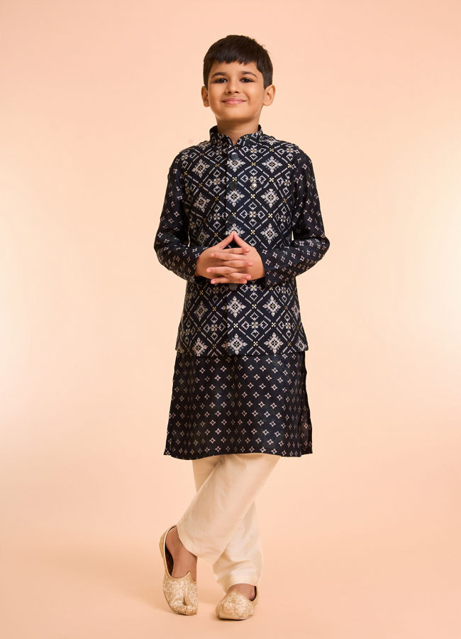 Manyavar Boys Royal Blue Elegance Kurta Jacket Set