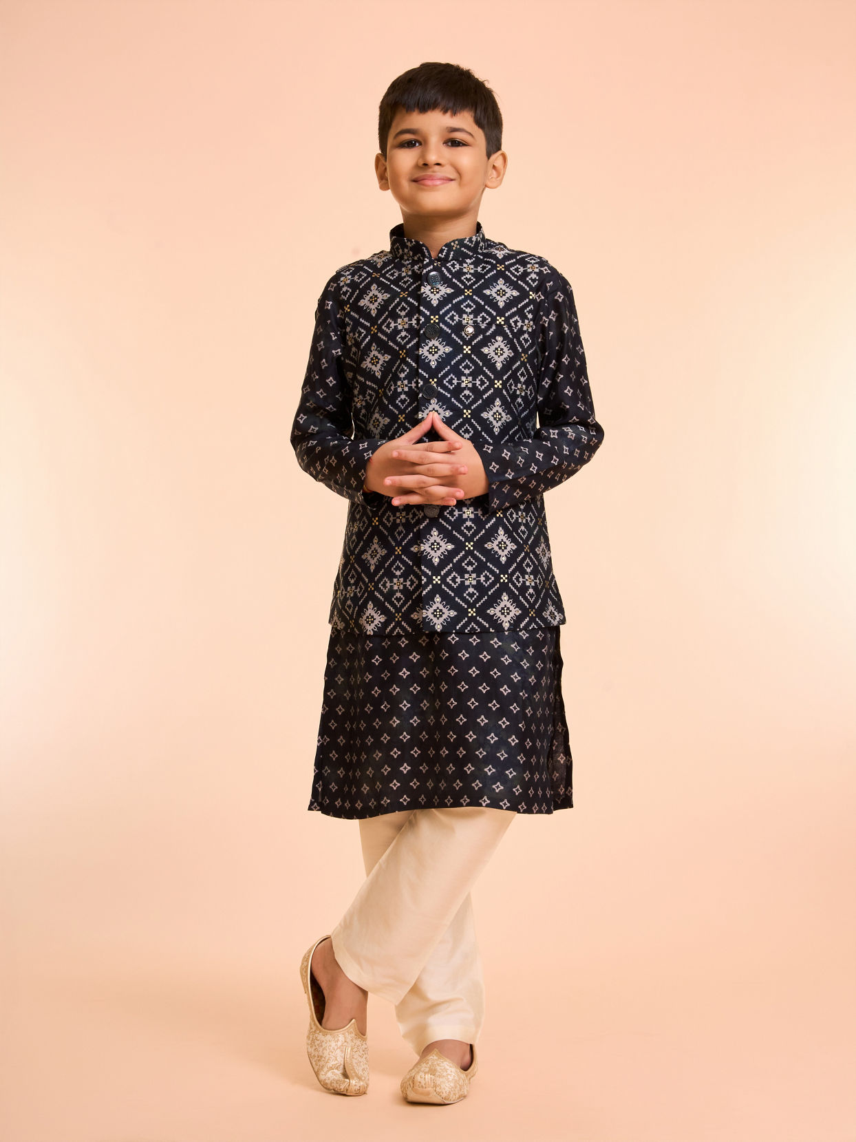Manyavar Boys Royal Blue Elegance Kurta Jacket Set