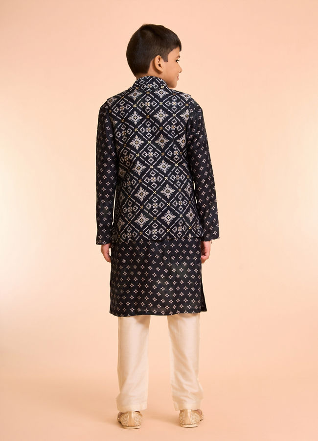 Manyavar Boys Royal Blue Elegance Kurta Jacket Set