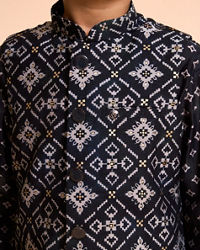 Manyavar Boys Royal Blue Elegance Kurta Jacket Set