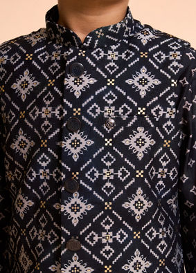 Manyavar Boys Royal Blue Elegance Kurta Jacket Set