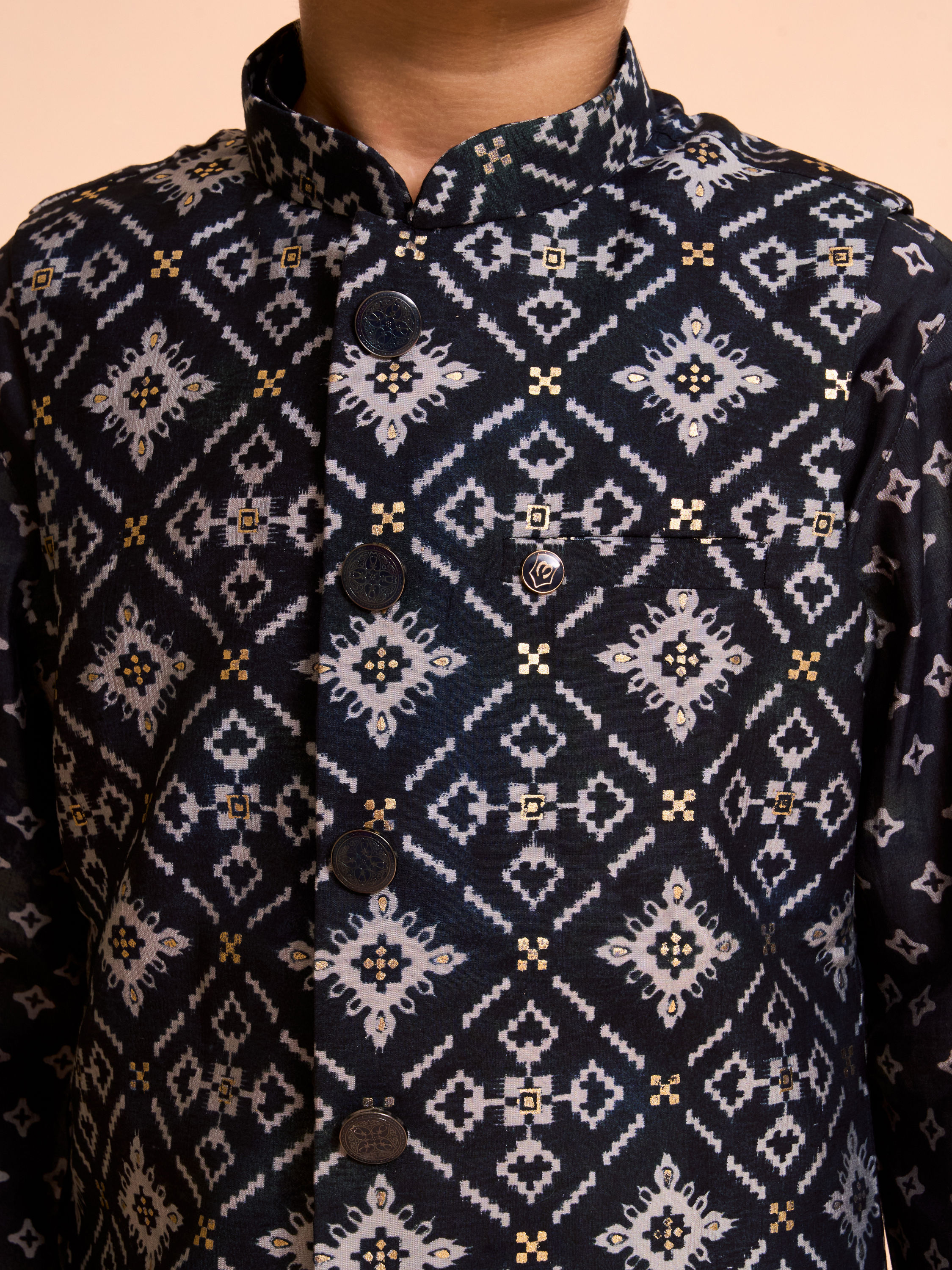 Manyavar Boys Royal Blue Elegance Kurta Jacket Set