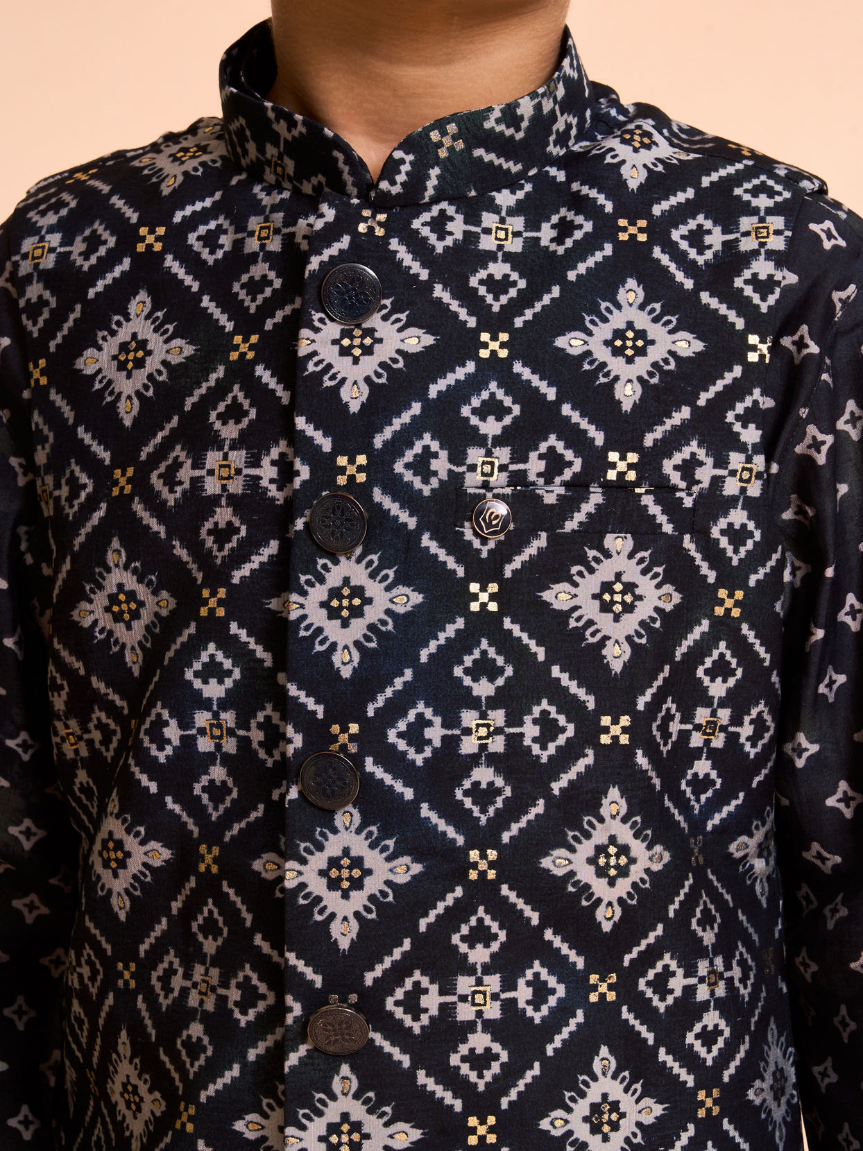Manyavar Boys Royal Blue Elegance Kurta Jacket Set