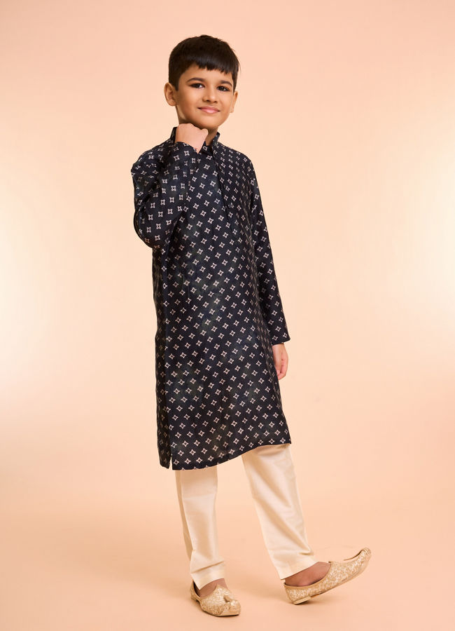 Manyavar Boys Royal Blue Elegance Kurta Jacket Set