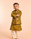 Manyavar Boys Mehndi Green Kurta Jacket Set