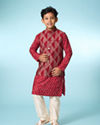 Manyavar Boys Regal Red Kurta Jacket Set
