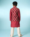 Manyavar Boys Regal Red Kurta Jacket Set