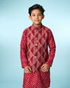 Manyavar Boys Regal Red Kurta Jacket Set