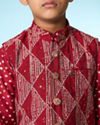 Manyavar Boys Regal Red Kurta Jacket Set