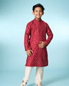 Manyavar Boys Regal Red Kurta Jacket Set