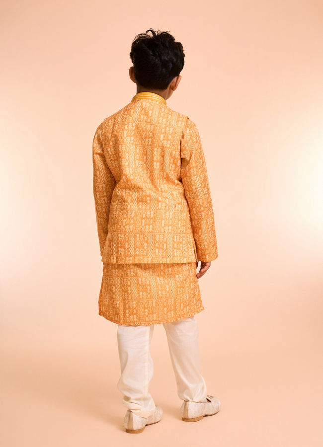 Manyavar Boys Radiant Mustard Kurta Jacket Set